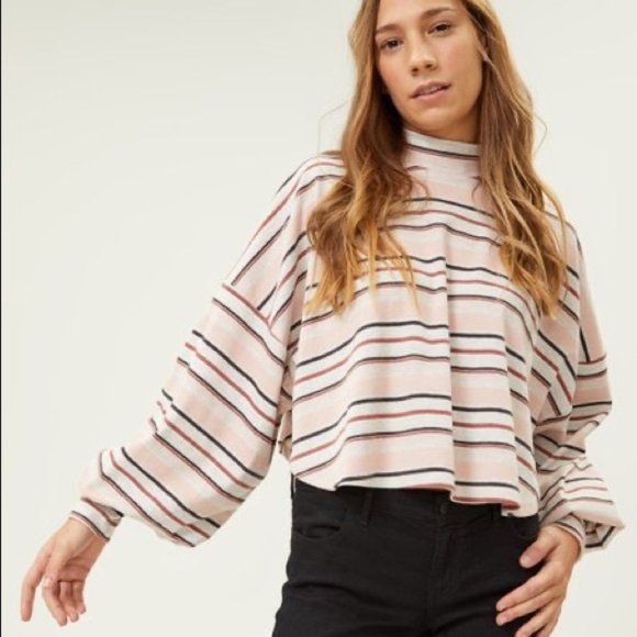 Free People Steph Striped Shirt Large NWT - Picture 5 of 8